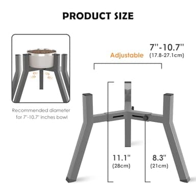 TIDANT Dog Bowl Stand, Adjustable Width for 7-10.6'' Bowls, Raised Dog Food & Water Bowls, 11'' Tall, Grey (Bowl Not Included) - Image 4