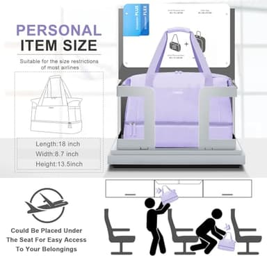 ETRONIK Gym Bag for Women, Travel Duffel Bag with USB Charging Port, Weekender Overnight Bag with Wet Pocket and Shoes Compartment for Women, Travel, Gym, Yoga (Purple) - Image 3