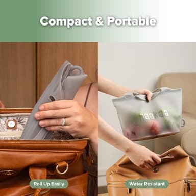 Haakaa Silicone Microwave Steamer & Steriliser Bag, 70oz/2000ml Large Capacity Reusable Steaming Bags for Baby Bottles, Breast Pump, Accessories, Pacifiers,Teethers, Great for Home&On The Go, Grey/1PC - Image 9