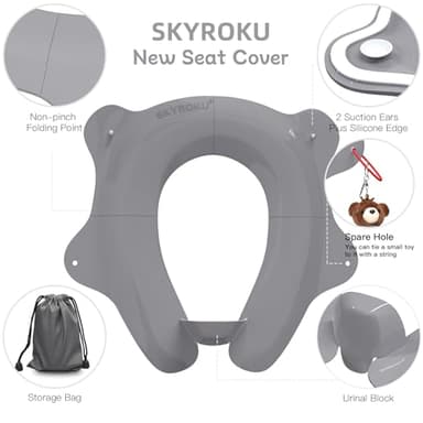 SKYROKU Foldable Kids Toilet Seat – Portable & Anti-Slip Travel Potty Training Seat for Toddlers,Safety material Baby Toilet Seat, Easy Clean & Compact for Home, Daycare, Grandparents House (Ages 2-6) - Image 5