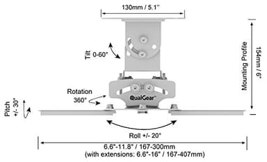 QualGear PRB-717-Wht Ceiling Mount Projector Accessory - Image 6