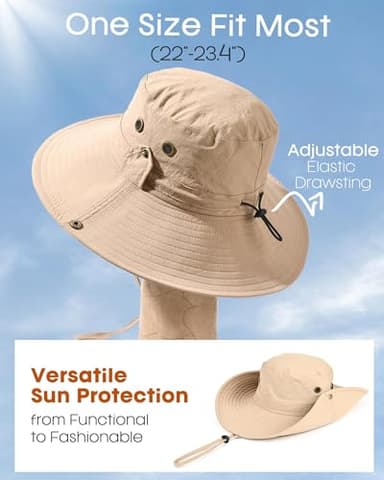 FURTALK Sun Hats for Men Fishing Hat UPF 80+ Foldable Wide Brim Outdoor Hiking Beach Summer Hats Khaki - Image 7