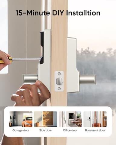 eufy Smart Lever Lock C33, Keyless Fingerprint Door Lock with Handle, Integrated Wi-Fi, Remote Control via App, Biometric Entry Knob, Auto-Locking, IP53 Waterproof, Nickel (2025 New Version) - Image 5