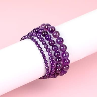 QOGIR Amethyst Bracelet - Anxiety Bracelet for Women Men - Handmade Natural Gem Stone Beaded Stretch Elastic Healing Bracelets 4mm - Image 6