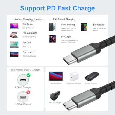 6 Inch USB C Charger Cord, 2 Pack Short USB C to C Cable Braided Fast Charging USBC Cable Compatible with iPhone 15 Samsung Galaxy S23 Ultra Google Pixel - Image 7