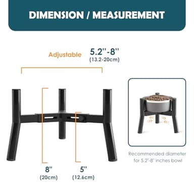 SHAINFUN Adjustable Elevated Dog Bowls Stand Compatible with 6 to 8 inch Wide Raised Stand with Metal Material for Medium and Small Sized Dogs (Bowl Not Included) - Image 4
