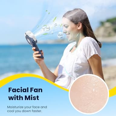 HandFan Upgraded Portable Handheld Misting Fan, Rechargeable Personal Mister Fan, Spray Water Mist Fans, Foldable Mini Cooling Hand Fans for Summer Beach Travel Concerts, Gifts for Women(Royal Blue) - Image 4