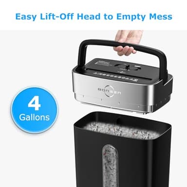 BONSEN Shredder for Home Office, 4 Gallons 8-Sheet Cross Cut Credit Card Shredder, Small Paper Shredder for Home Use, High Security Level P-4, ETL Certification (S3101) - Image 5