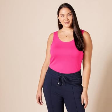 Amazon Essentials Women's Slim-Fit Tank Top, Pack of 2, Bright Pink/Grey Heather, Large - Image 7