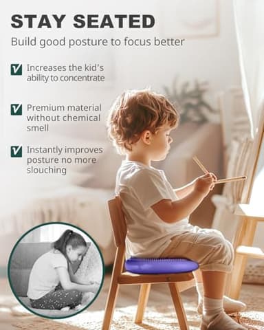 Trideer Wobble Cushion with Inflation Pump - Wiggle Seat for Sensory Kids(Multiple Colors), Balance Disc (Extra Thick) - Image 3