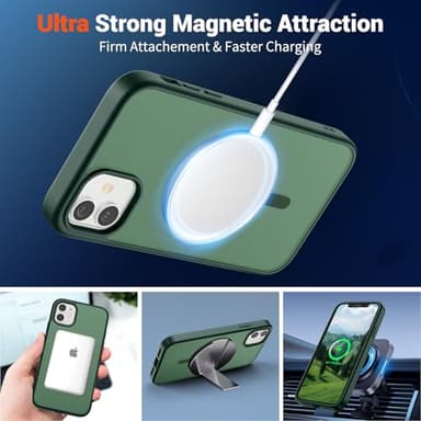 SUPFINE Magnetic for iPhone 12 Mini Case & iPhone 13 Mini Case (Compatible with MagSafe) (Military Grade Drop Protection) Slim Translucent Matte Shockproof Phone Cover,Forest Green - Image 5