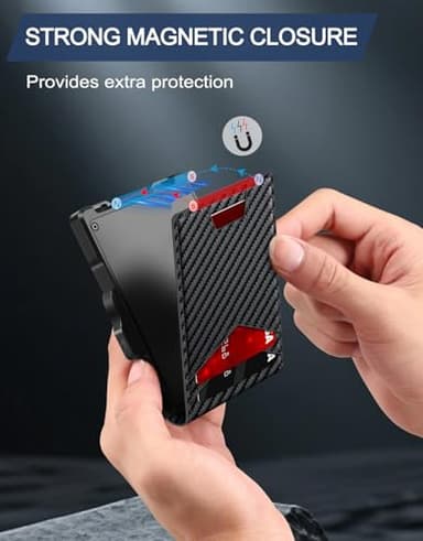 GHUKY Wallet for Men, Minimalist Slim Mens Wallet with Money Clip, RFID Blocking Smart Pop Up Card Wallet with ID Window, Compact Bifold Wallet, Metal Aluminum Credit Card Holder - Image 4