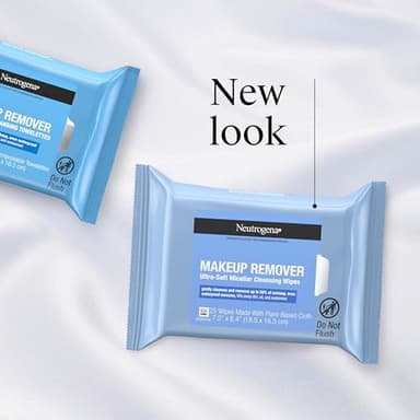 Neutrogena Makeup Remover Wipes Micellar Alcohol-Free Face Towelettes Remove Waterproof Mascara & Oil, Compostable 100% Plant-Based Cloth, Dermatologist & Ophthalmologist Tested, Twin Pack 2 x 25 ct - Image 3