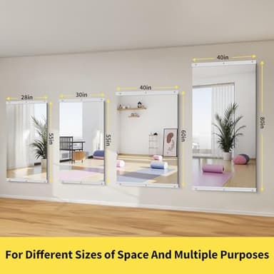 InfiniGlass Home Gym Mirror - 80x40 Inch, 2PCS Frameless Tempered Glass Full Body Mirror for Wall Mount - Ideal for Yoga, Workout, Bedroom, Dance Studio (Silver) - Image 7
