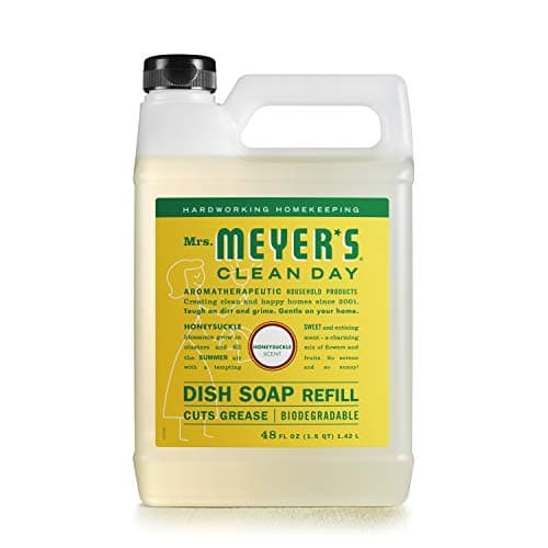Mrs. MEYER'S CLEAN DAY Liquid Dish Soap Refill, Biodegradable Formula, Honeysuckle, 48 fl. oz - Image 1
