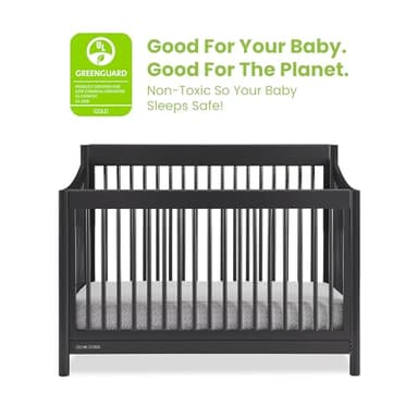 Delta Children Brooks 6-in-1 Convertible Crib - Greenguard Gold Certified, Midnight Grey - Image 8