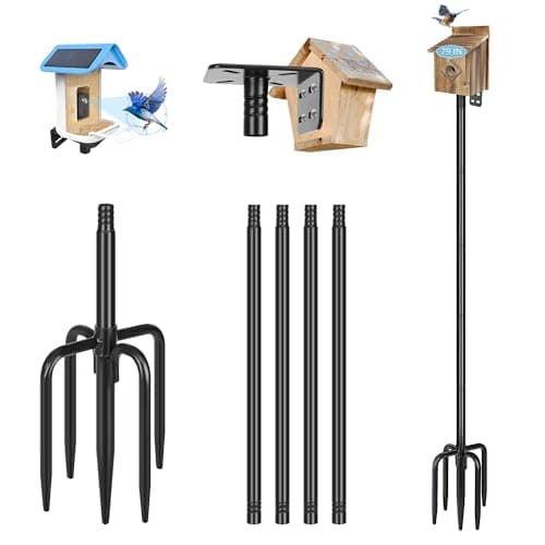 Gtongoko Smart Bird Feeder Pole 79 Inch Bluebird House Pole for Outdoors Weather Station Heavy Duty Metal Mounting Kit Adjustable Bird Feeder Stand Black - Image 1