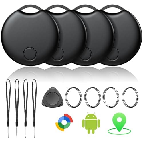 Air Tracker Tags-4 Pack for Android, Bluetooth Tracker Works with Google’s Find Hub | Android Only | Replaceable Battery | Water- Resistance | Item Finder for Luggage, Wallet, Dog, Key,Suitcases - Image 1