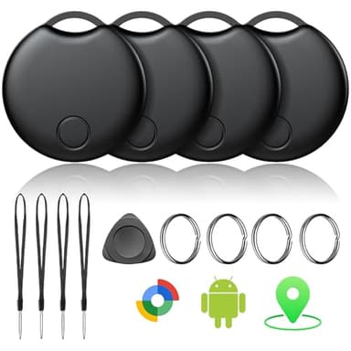 Air Tracker Tags-4 Pack for Android, Bluetooth Tracker Works with Google’s Find Hub | Android Only | Replaceable Battery | Water- Resistance | Item Finder for Luggage, Wallet, Dog, Key,Suitcases - Image 1
