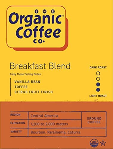 Organic Coffee Co. Breakfast Blend Ground Coffee 12 Ounce Medium Light Roast USDA Organic - Image 2
