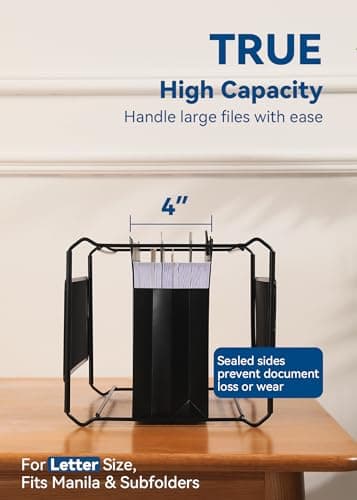 SortRax Plastic High Capacity Hanging File Folders, 4" Expanding Pocket with Movable Dividers, Heavy Duty for Filing Cabinet, Insertable Tabs, Letter Size - 6 Pack - Image 2