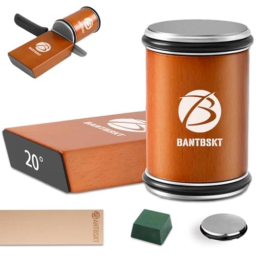 Rolling Knife Sharpener Kit, Kitchen Knife Sharpener Set, Knife Sharpening Tools, 15 & 20 Degree Sharpening for Kitchen Knives, Diamond and Ceramic Discs, Leather Strop, Polishing Compound - Image 1
