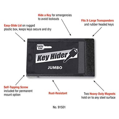 Lucky Line Jumbo Magnetic Key Hider, Case Holder for Larger Keys and Transponders (91501) - Image 6