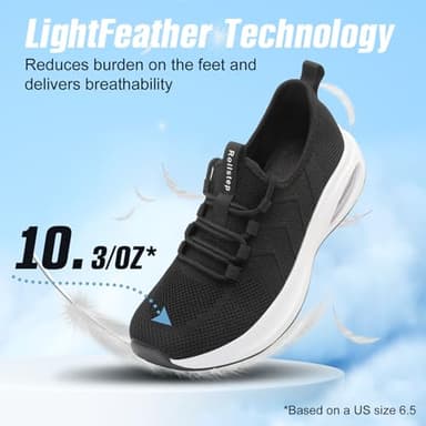 Rollstep Wide Toe Box Shoes Women Extra Wide Width Sneakers Diabetic Air Cushion Road Running Shoes Ultra Light Wide Tennis Sneakers Gym Training Breathable Walking Shoes Black 36 - Image 5