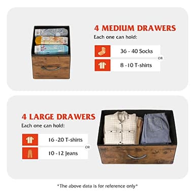 WLIVE Dresser for Bedroom with 8 Drawers, Wide Fabric Dresser for Storage and Organization, Bedroom Dressers, Chest of Drawers for Living Room, Closet, Entryway, Rustic Brown Wood Grain Print - Image 5