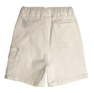 KIDSCOOL SPACE Kids' Denim Shorts,Ribbed Elastic Waist with String Summer Jeans Half Cargo Jeans, White,10-11 Years - Image 2