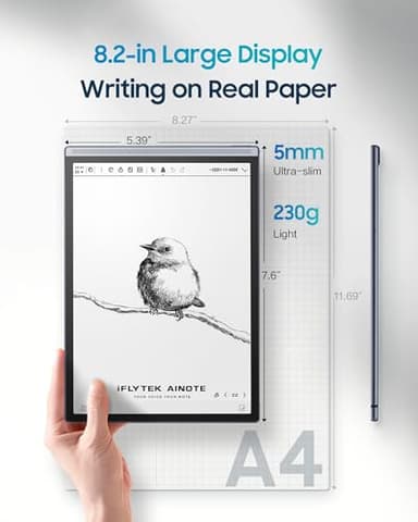 iFLYTEK AINOTE Air 2 Bundle – 8.2" E Ink AI Note-taking Tablet with Stylus, 4096 Pressure Levels, Digital Notebook with Voice-to-Text Transcription, Multi-languages Support, Ideal for Meetings & Study - Image 7