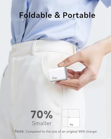USB C Wall Charger Block 33W, Dual Port GaN PD3.0 Power Adapter Fast Type C Charging Block Foldable Plug Compatible with iPhone 17/Pro/Pro Max/17 Air/16/16 Plus/15/14/13/12, Galaxy, iPad, Airpods - Image 5