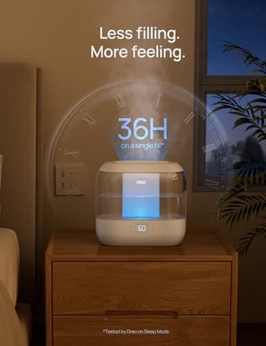 Dreo Smart Humidifier, Cool Mist Humidifiers for Bedroom, Quiet 4L Top Fill Ultrasonic Humidifiers for Home Office Plant & Baby with Nightlight, LED Display, 36H Runtime, APP/Voice Control, HM311S - Image 6