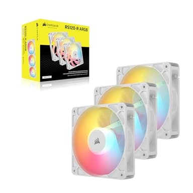 Corsair RS120-R ARGB 120mm PWM ARGB Reverse Fans – Reverse Rotor, +5V ARGB Connections, Eight RGB LEDs, High Static Pressure, Daisy-Chain, Magnetic Dome Bearing, Zero RPM Mode – Triple Pack – White - Image 8