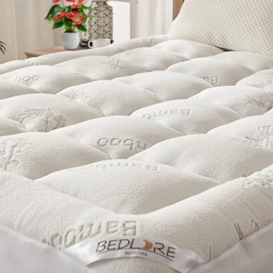 BEDLORE King Mattress Topper Viscose Derived from Bamboo, Thick Pillow Top Mattress Pad with Stretchable Pockets for 6-18 inches Mattress, Soft Breathable Mattress Topper for Back Pain Relief - Image 1