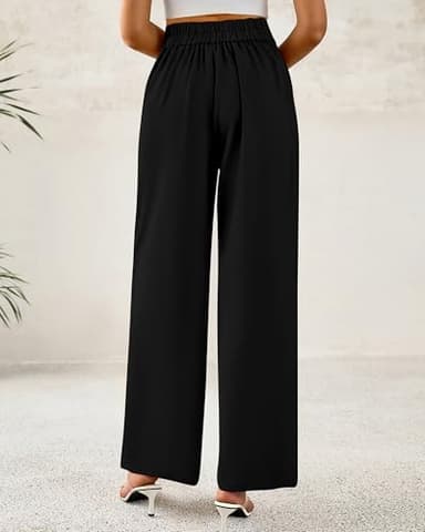 BTFBM Women Wide Leg Dress Pants 2025 High Waisted Button Pleated Business Casual Trousers Office Work Palazzo Pants(Black, Medium) - Image 3