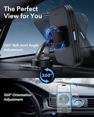 ESR for MagSafe Car Mount Charger, 15W Magnetic Wireless Car Charger, Compatible with MagSafe Car Charger, Air Vent/Dashboard Phone Holder Mount for iPhone 16/15/14/13/12, Fast Charging, Black - Image 8