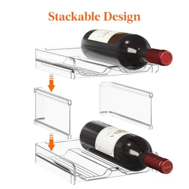 Lifewit Plastic Stackable Wine Rack for refrigerator, Cabinet, Countertop,Wine Bottle Holder, Water Bottle Organizer for Fridge, Pantry, Hold 8 Bottles - Image 2