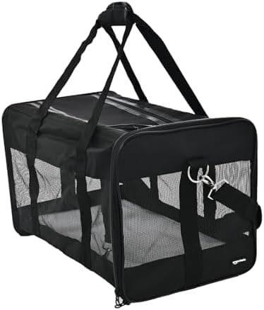 Amazon Basics Soft-Sided Mesh Pet Travel Carrier for Dog, Cat, up to 22 pounds, 19.7" L x 12" W x 12" H, Black - Image 3