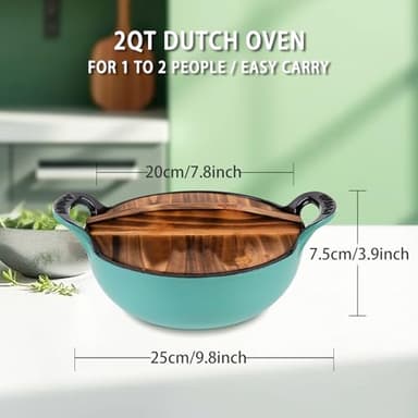 AILIBOO 2 QT Black Enameled Cast Iron Dutch Oven，Iron Biryani Pot，Le Creuset，Instant Pot Bakeware Sets, Casserole Dishes for Oven -Gradient Blue - Image 3