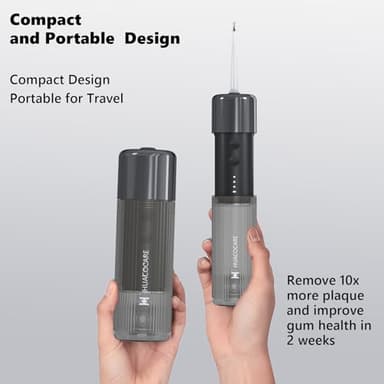 HUACO CARE Portable Mini Water Flosser, Oral Irrigator Water Teeth Cleaner Pick with Telescopic Water Tank,3 Modes & IPX7 Waterproof, Home & Travel - Image 2