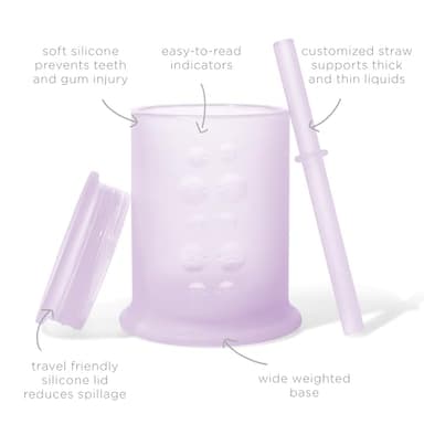 Olababy Silicone Training Cup with Straw Lid | Babies Water Drinking Cup | 6+ Mo Infant To 12-18 Months Toddler | Sippy Cup For Kids & Smoothie Cup | Baby Led Weaning (Lilac, 5 oz) - Image 2