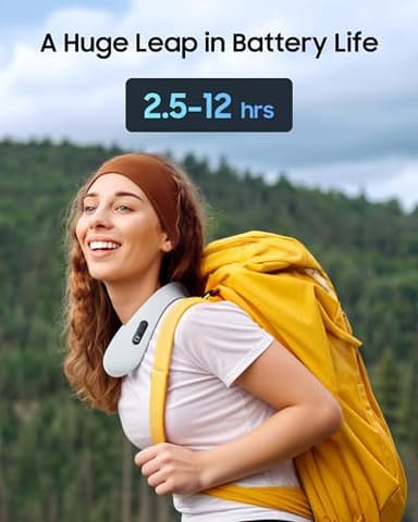 HIGO CoolMaster Ultra Neck Fan, Neck Air Conditioner, 2-in-1 Cooling Neck Fan Portable Rechargeable, Wearable Personal Fan, 5500mAh Large Battery, Ergonomic Design, Glacier Gray - Image 6