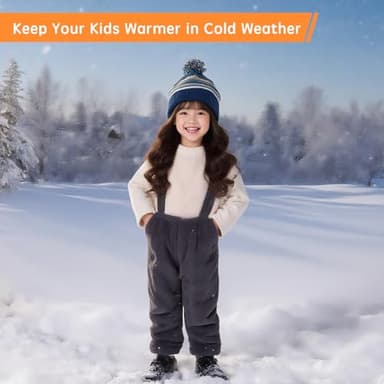 Moon Kitty Winter Hat for Toddler Boy with Ear Flaps - Soft Fleece Lined Baby Beanies Warm Pom Pom Hat for Boys & Girls - Image 5