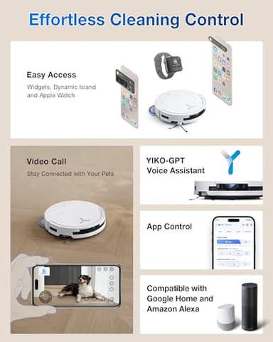 ECOVACS DEEBOT T50 PRO Omni Robot Vacuum and Mop, 3.19” Ultra-Slim, 15,000Pa Suction, ZeroTangle 2.0, TruEdge Edge Cleaning, AIVI 3D Obstacle Avoidance, Auto Mop Wash & Dry, Self-Emptying,White - Image 9