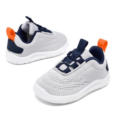 MORENDL Toddler Sneakers Baby Slip On Walking Shoes Non-Slip Breathable Boys & Girls Running Shoes Infant Tennis Shoes Grey Navy 12-15 Months Size 5 - Image 3