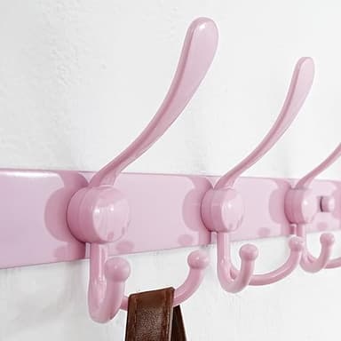 Dseap Coat Rack Wall Mounted - 5 Tri Hooks, Heavy Duty, Stainless Steel, Metal Coat Hook Rail for Coat Hat Towel Purse Robes Mudroom Bathroom Entryway (Pink, Pack of 2) - Image 4