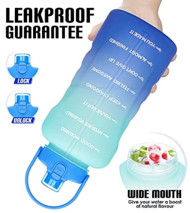 HydroPal 1 Gallon Water Bottles with Straw, 128 oz Water Bottle BPA Free Innovative 2-IN-1 Lid Gym Bottle with Times to Drink Motivational, Large for Sports Fitness Camping Water Jug （13.8X5.5 inch） - Image 5