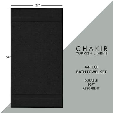 Chakir Turkish Linens | Hotel & Spa Quality 100% Cotton Premium Turkish Towels | Soft & Absorbent (4-Piece Bath Towels, Black) - Image 6