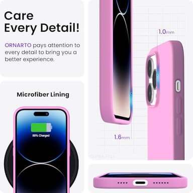 ORNARTO Compatible with iPhone 14 Pro Max Case 6.7, Slim Liquid Silicone 3 Layers Full Covered Soft Gel Rubber Phone Case Protective Cover with Microfiber Lining 6.7 inch-Cherry Blossom - Image 5